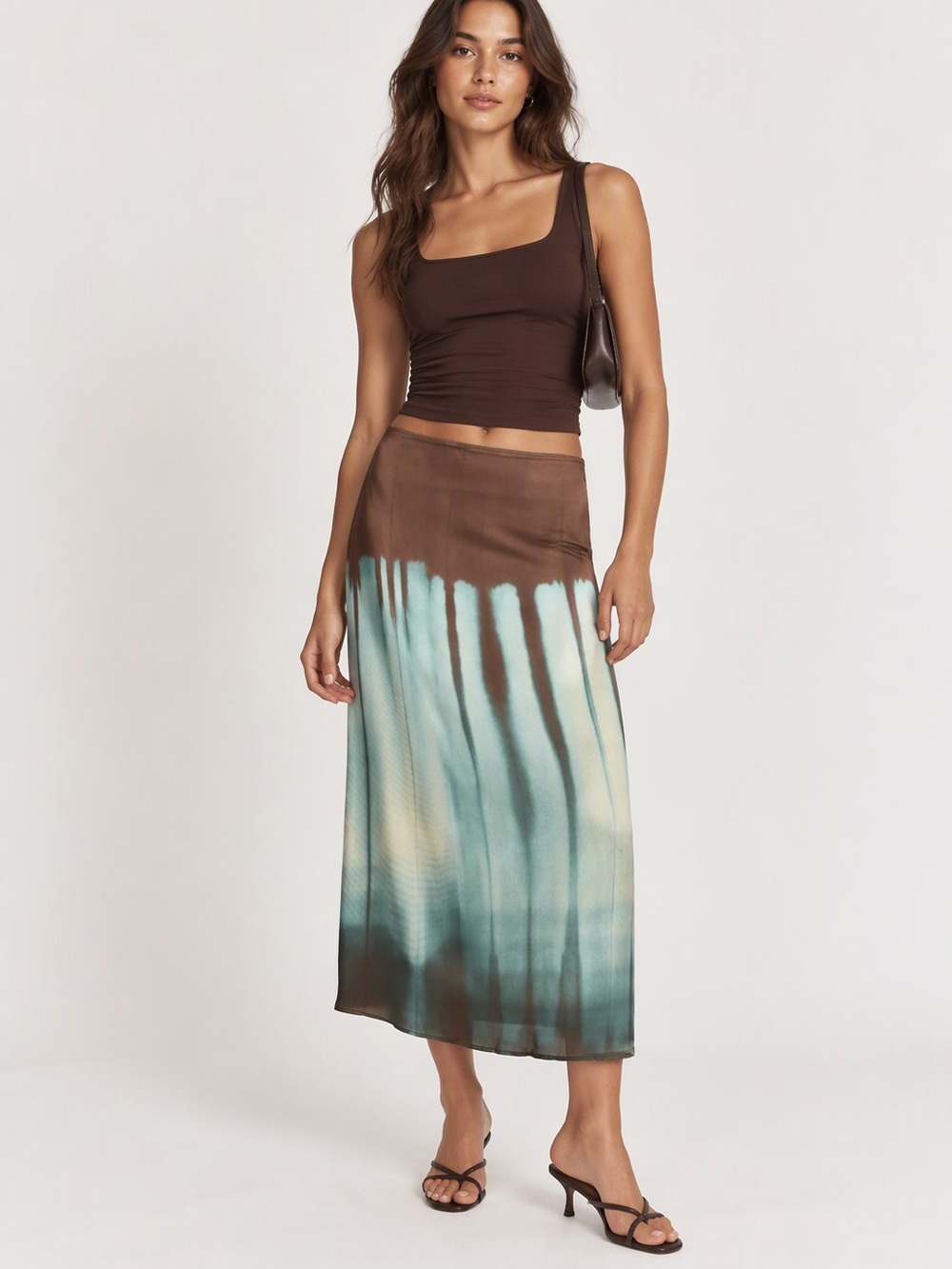 Zara Brown and Teal Ombre Pencil Skirt
